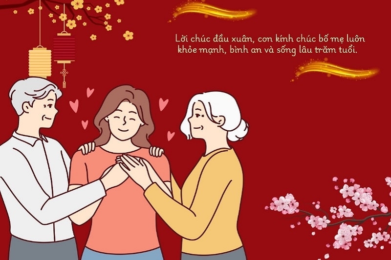 Mẫu lời chúc Tết 2025 bố mẹ ảnh 1