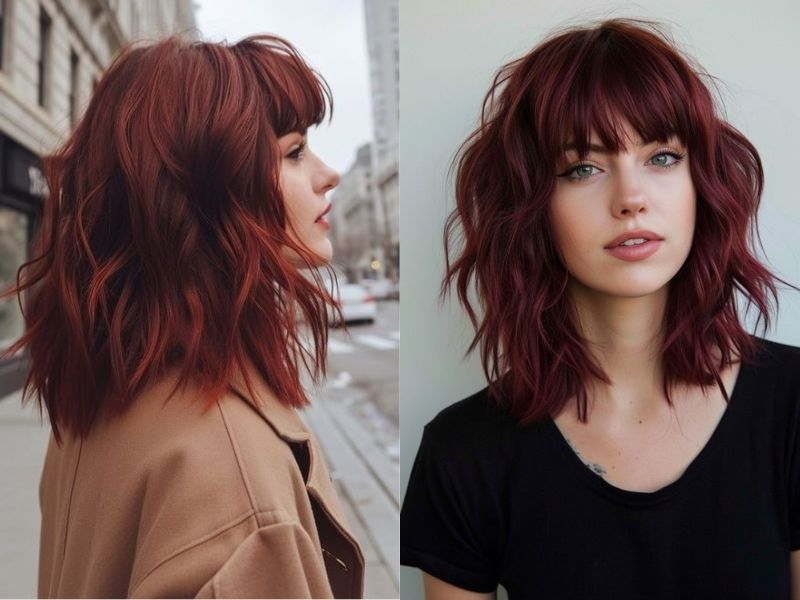 Màu tóc nhuộm sáng da đỏ rượu vang