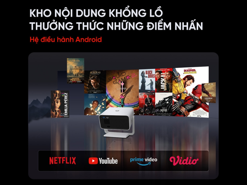 Máy chiếu EROC hệ điều hành Android 9 và kho ứng dụng giải trí