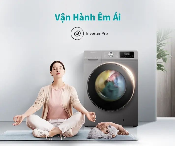 Hisense Inverter 10.5 kg WFQA1043BT tiết kiệm điện vận hành êm ái