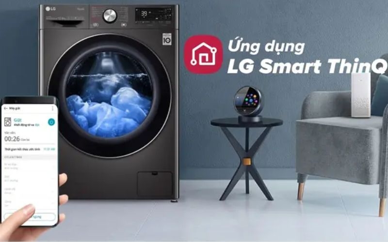 Máy giặt LG FV1412S3BA kết nối và điều khiển từ xa qua ứng dụng LG ThinQ