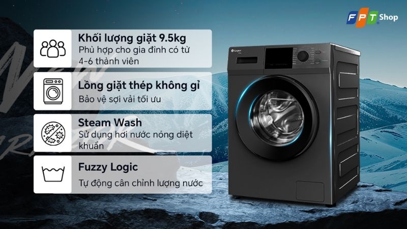 M&aacute;y giặt Casper Inverter 9.5 kg WF-95VG5