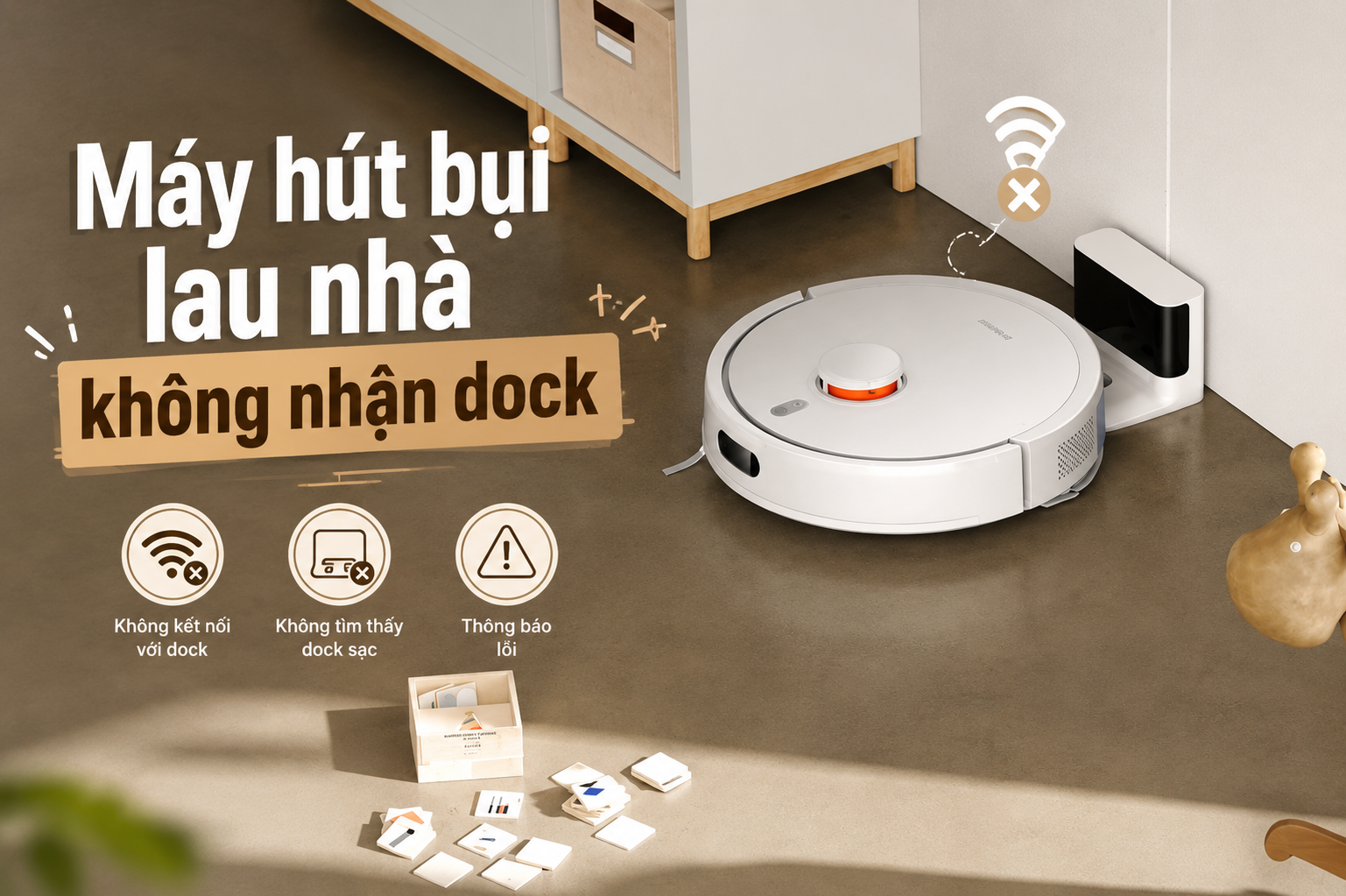 Vì sao máy hút bụi lau nhà không nhận dock? Cách khắc phục đơn giản tại nhà