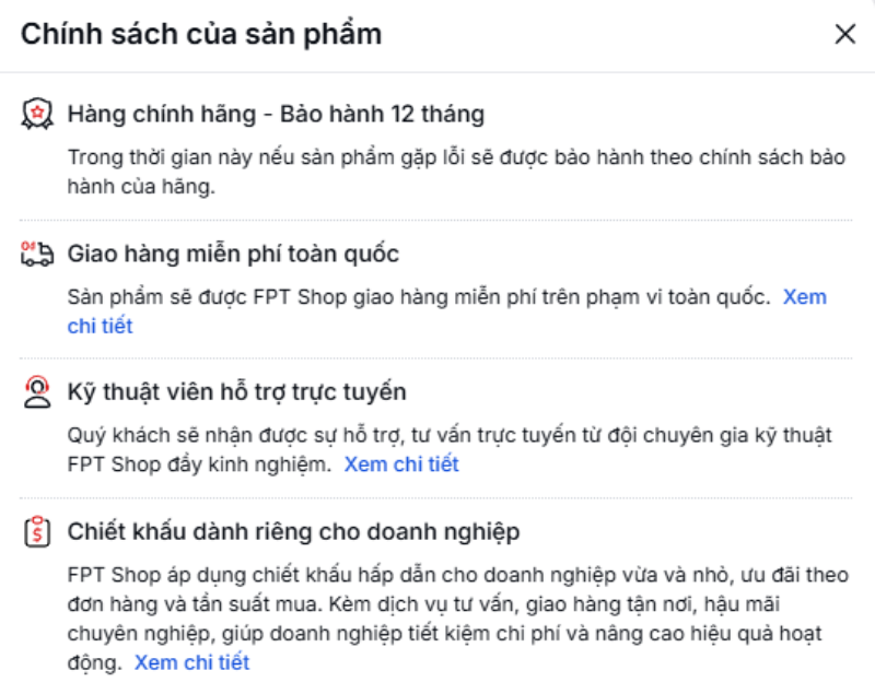 Bảo hành và hỗ trợ kỹ thuật tốt