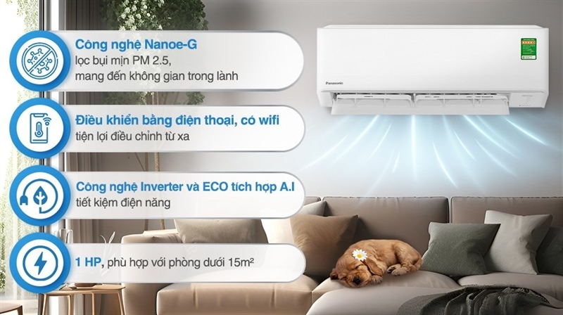 may lanh panasonic inverter 1 hp cu cs pu9akh 8