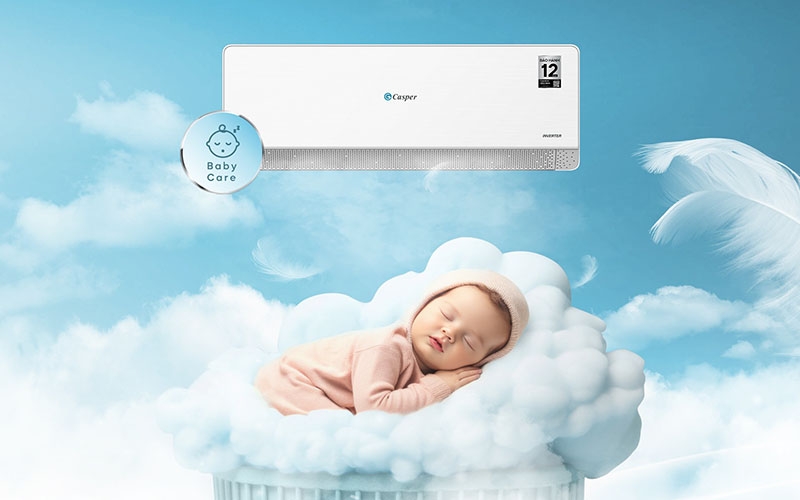 Máy lạnh Casper vận hành êm dịu, hạn chế tiếng ồn cho em bé