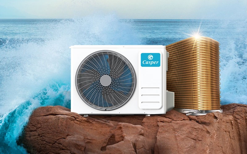 Dàn tản nhiệt đồng mạ vàng trên máy lạnh Casper