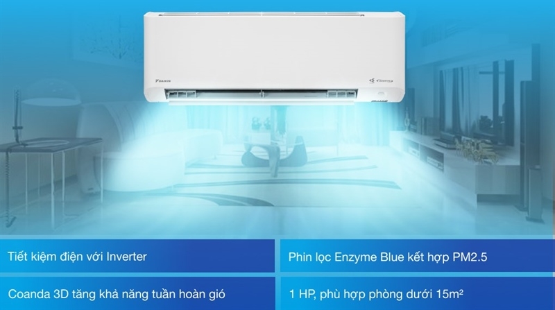 may lanh daikin inverter 1 hp ftky25wmvmv