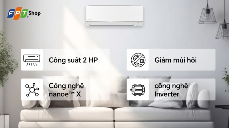 M&aacute;y lạnh Panasonic Inverter 2 HP CU/CS-RU18AKH-8