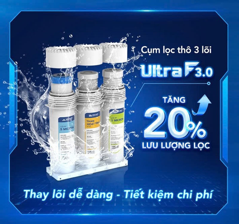  Máy lọc nước nóng lạnh RO Hydrogen Hòa Phát 12 lõi HPN669 trang bị 12 lõi lọc mạnh mẽ