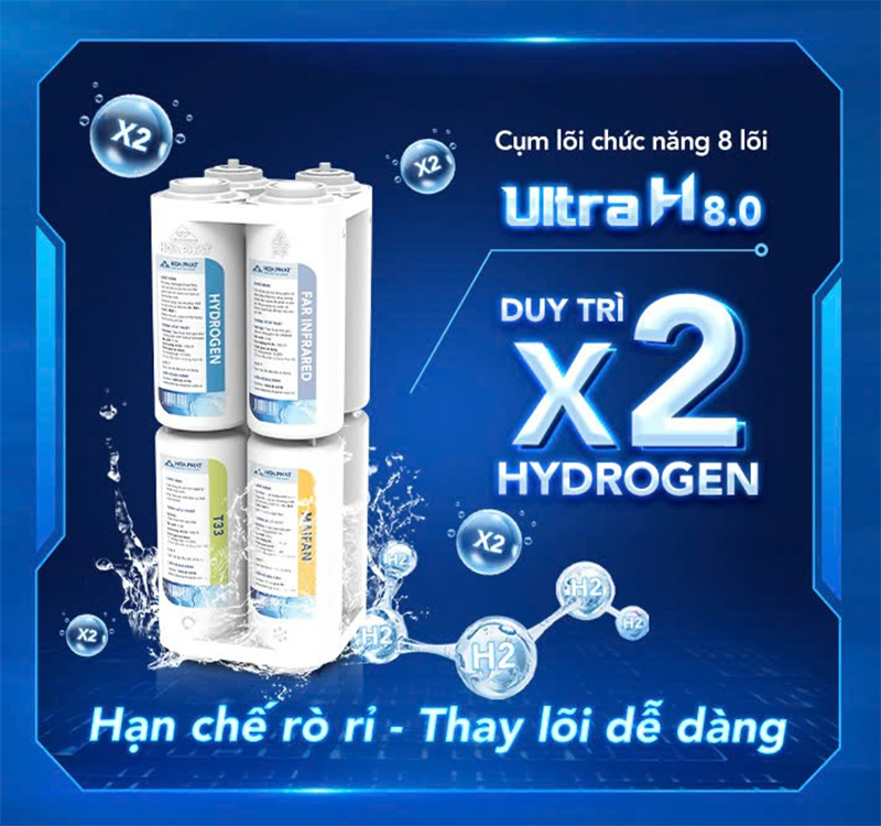  Máy lọc nước nóng lạnh RO Hydrogen Hòa Phát 12 lõi HPN669 trang bị 8 lõi lọc hiệu quả