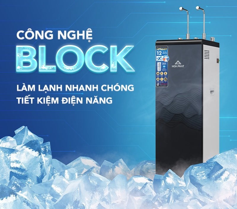  Máy lọc nước nóng lạnh RO Hydrogen Hòa Phát 12 lõi HPN669 hỗ trợ máy lọc vận hành êm ái