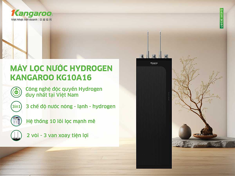 Máy lọc nước nóng lạnh RO Hydrogen Kangaroo 10 lõi KG10A16 (hình 1)