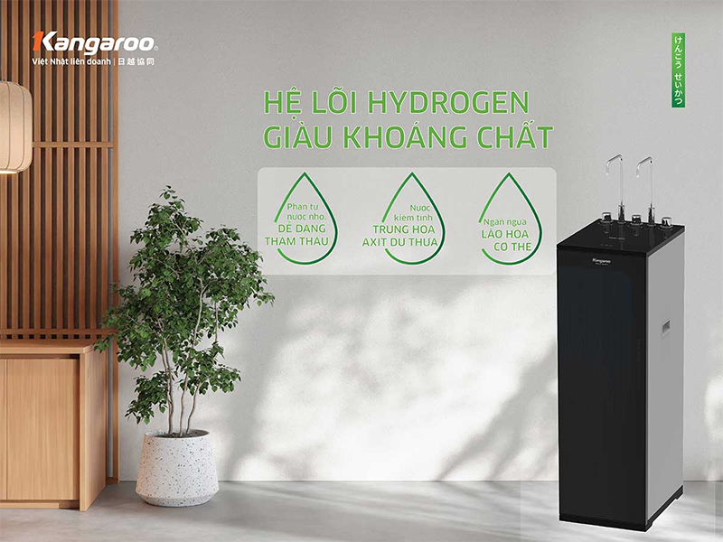Máy lọc nước nóng lạnh RO Hydrogen Kangaroo 10 lõi KG10A16 (hình 2)