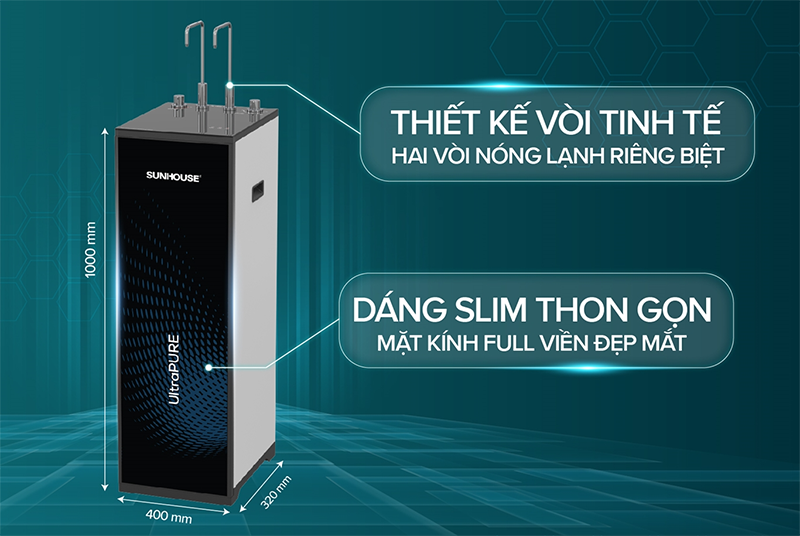 Máy lọc nước nóng lạnh RO Hydrogen Sunhouse 10 lõi SHA76620KL (hình 2)