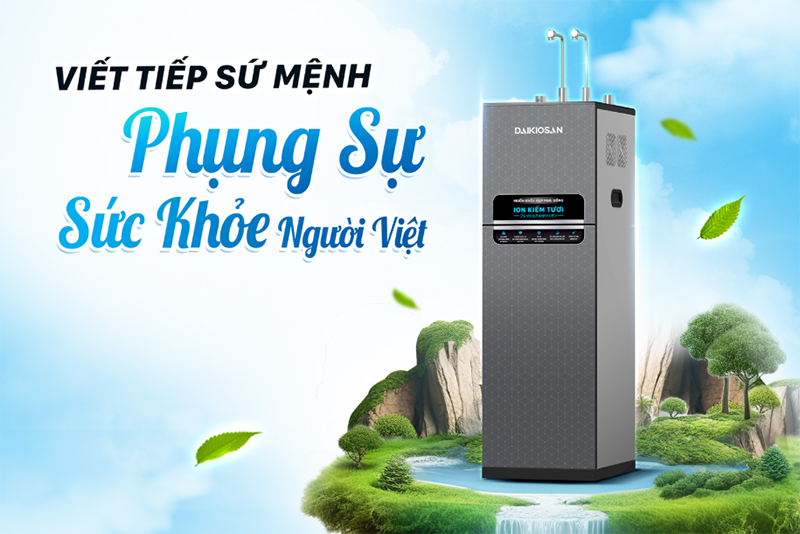 Máy lọc nước nóng lạnh RO ion kiềm tươi Daikiosan 8 lõi DN369 (hình 1)