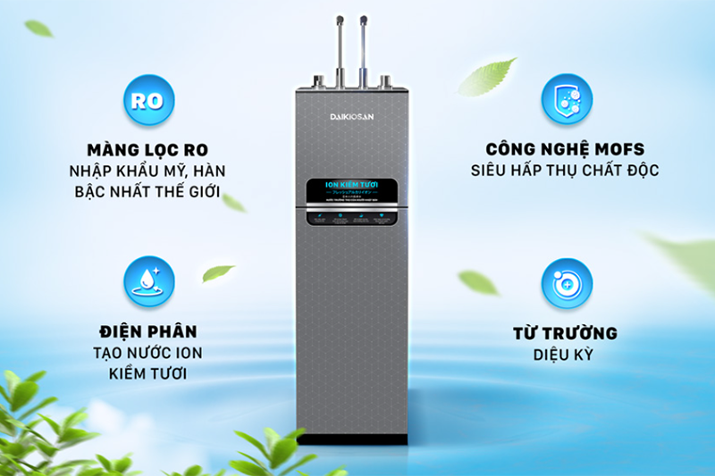 Máy lọc nước nóng lạnh RO ion kiềm tươi Daikiosan 8 lõi DN369 (hình 5)
