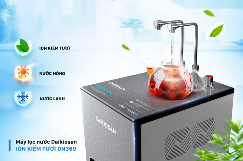 Máy lọc nước nóng lạnh RO ion kiềm tươi Daikiosan 8 lõi DN369 (hình 7)