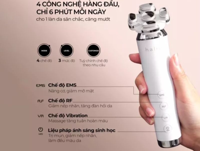Máy nâng cơ giảm mỡ mặt và trẻ hoá da kết hợp ánh sáng sinh học Halio RevitaWave - hình 9