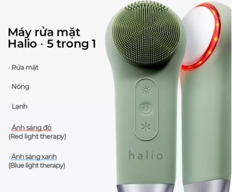 Máy rửa mặt massage tích hợp liệu pháp ánh sáng và nhiệt 5in1 Halio - hình 4