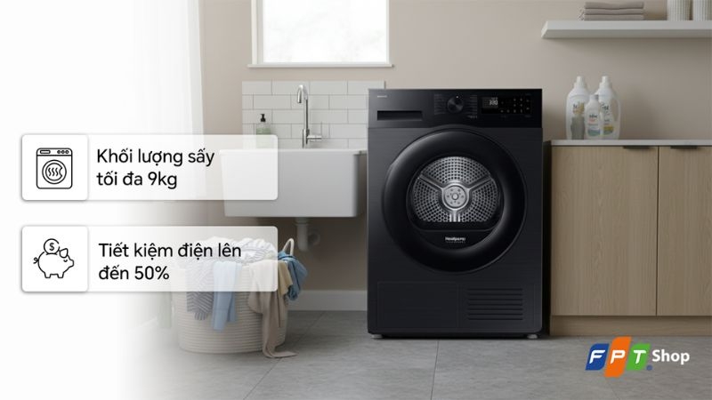 M&aacute;y sấy quần &aacute;o Samsung Inverter 9 kg DV90CGC2A0ABSV