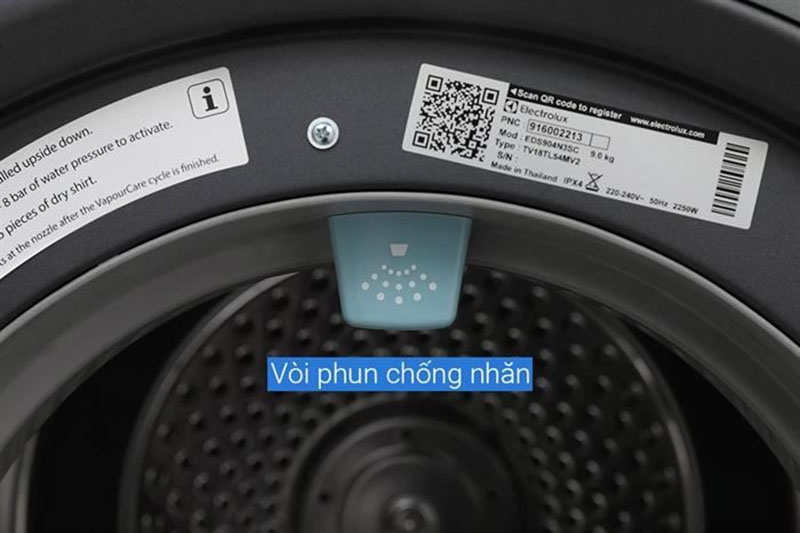Máy sấy thông hơi Electrolux UltimateCare 9 kg EDS904N3SC có chức năng giảm nhăn quần áo