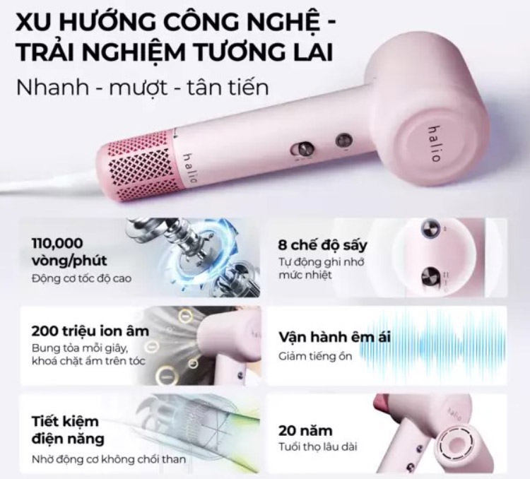Máy sấy tóc Halio High Speed Ionic - hình 3