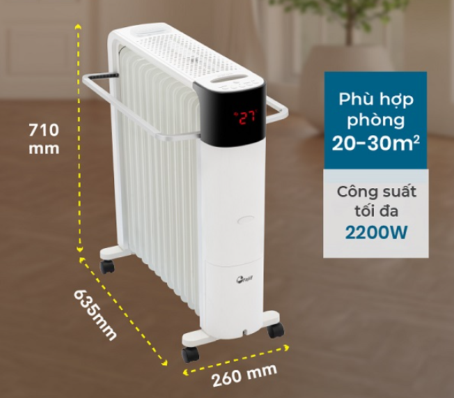 Máy sưởi dầu FujiE 13 thanh OFR7813 2200W - hình 1