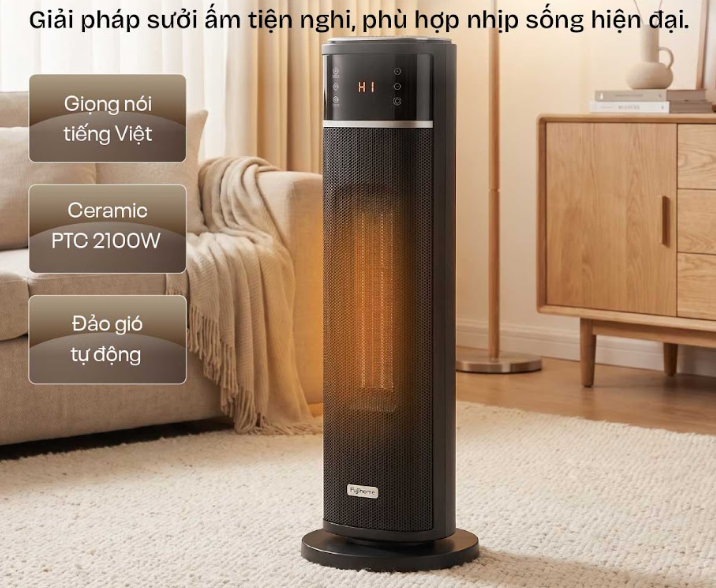 Máy sưởi gốm điều khiển bằng giọng nói Fujihome FH213 2100W - hình 1