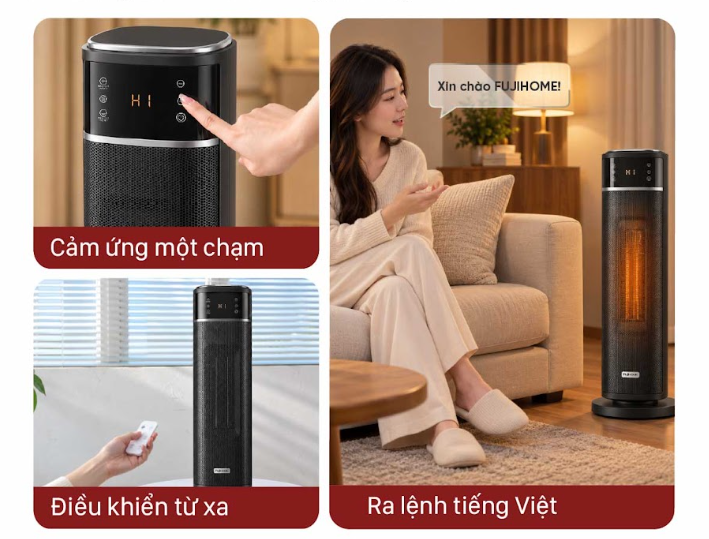 Máy sưởi gốm điều khiển bằng giọng nói Fujihome FH213 2100W - hình 7