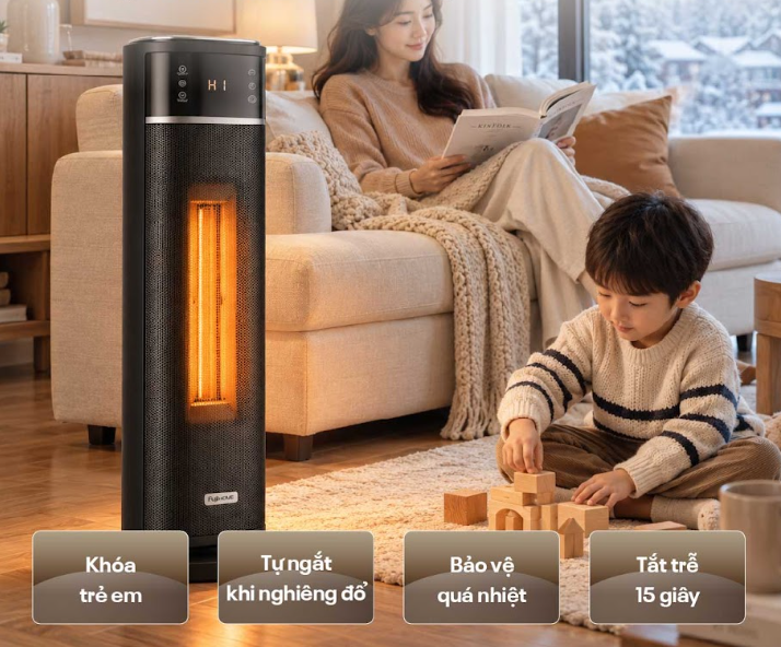 Máy sưởi gốm điều khiển bằng giọng nói Fujihome FH213 2100W - hình 11