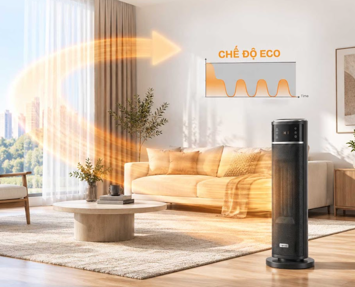Máy sưởi gốm điều khiển bằng giọng nói Fujihome FH213 2100W - hình 8