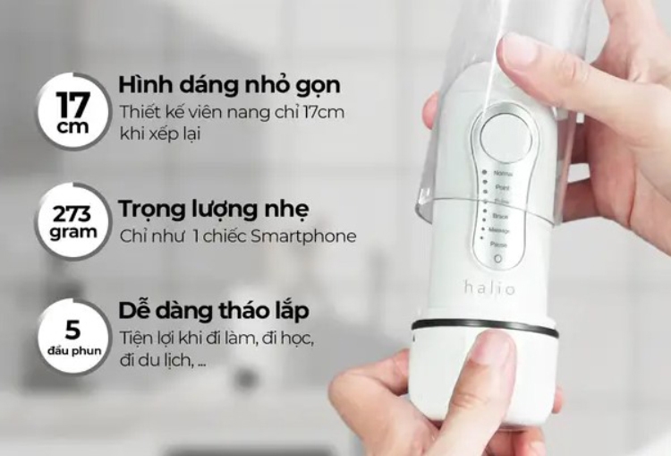 Máy tăm nước 6 chế độ Halio Professional Cordless - Đạt chuẩn chống nước IPX7