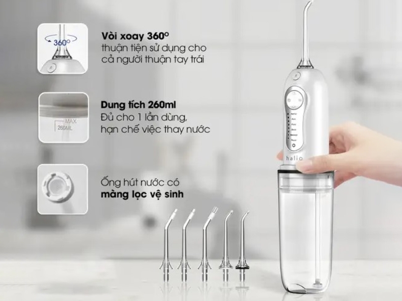 Máy tăm nước 6 chế độ Halio Professional Cordless - Hiệu năng và áp lực nước mạnh mẽ, tích hợp tính năng thông minh