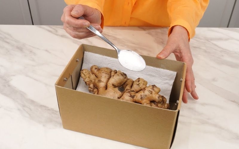 Bảo quản gừng tươi bằng thùng carton và baking soda