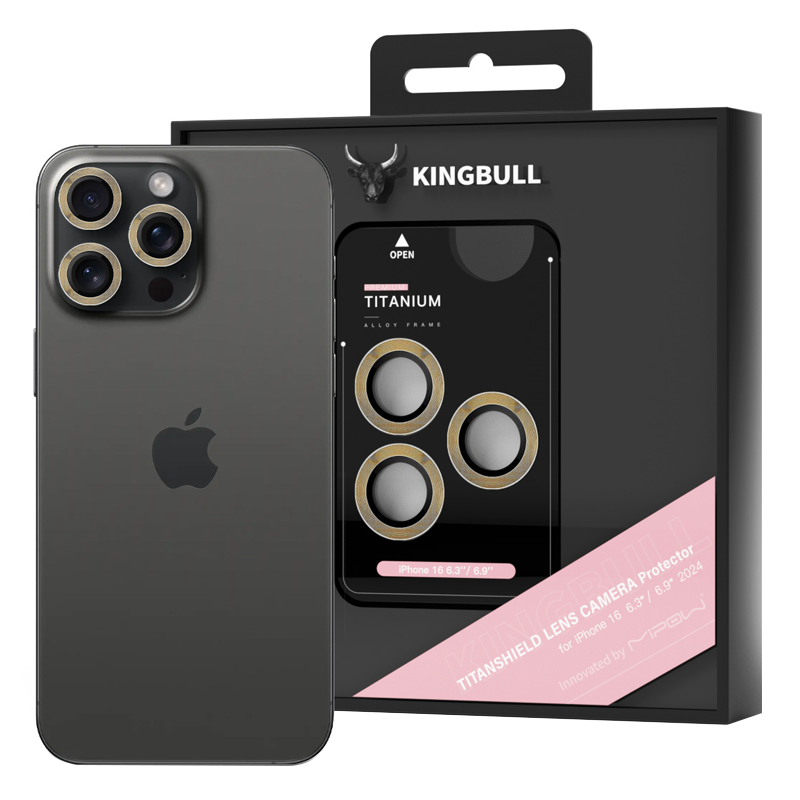 Miếng dán kính cường lực camera iPhone 16 Pro/16 Pro Max Mipow Viền Vàng