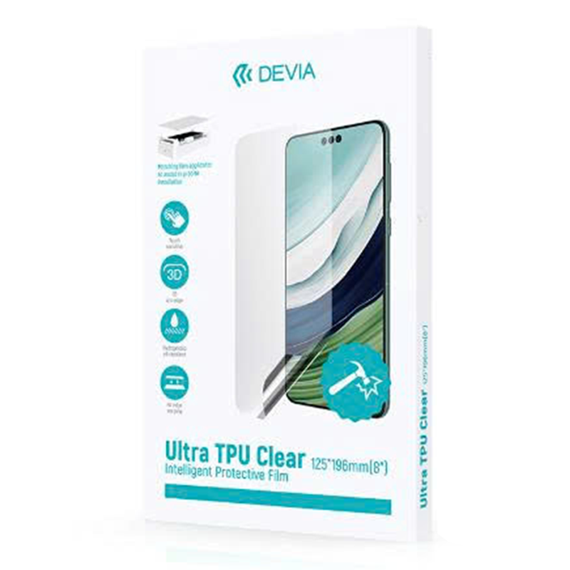 Miếng dán màn hình Điện thoại 8" TPU Devia - Chất liệu TPU trong suốt duy trì chất lượng hiển thị
