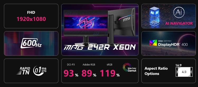 MSI ra mắt màn hình gaming 600Hz MPG 242R X60N với thời gian phản hồi 0.1ms