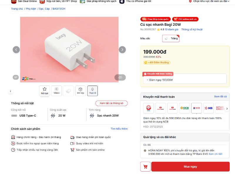 mua củ sạc, dây cáp sạc BAGITECH - hình 4