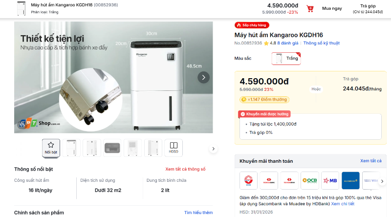 Mua m&aacute;y h&uacute;t ẩm Kangaroo ở đ&acirc;u uy t&iacute;n? - h&igrave;nh 5