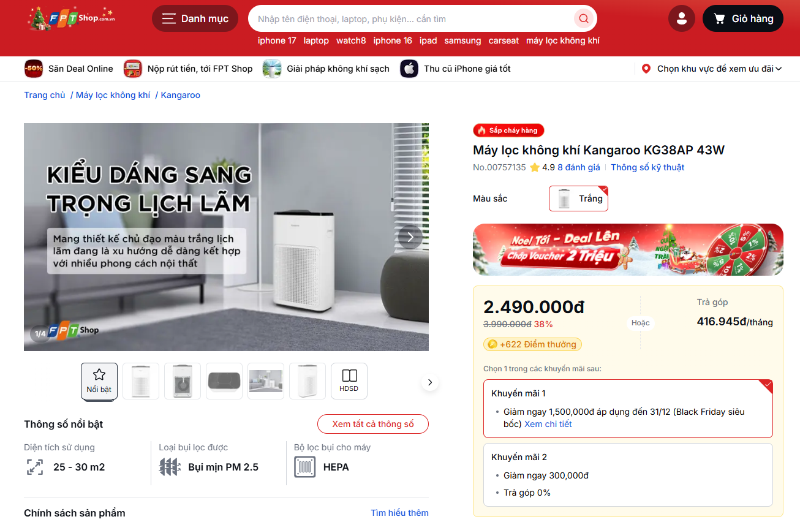 Mua m&aacute;y lọc kh&ocirc;ng kh&iacute; Kangaroo ở đ&acirc;u uy t&iacute;n? - h&igrave;nh 5