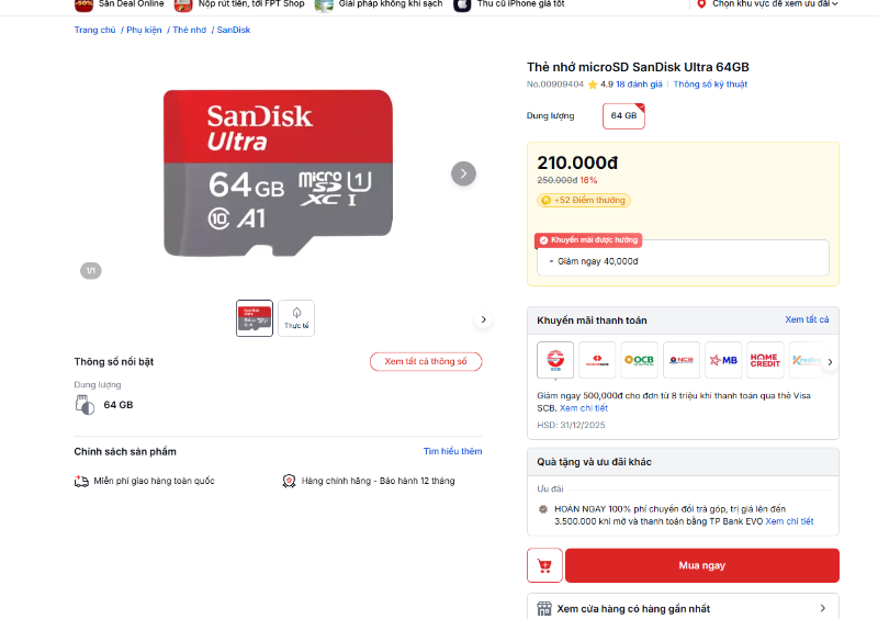 Mua thẻ nhớ SanDisk ở đâu uy tín - hình 5
