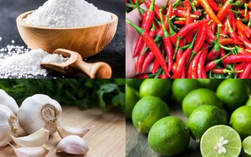 nguyên liệu làm muối chấm chân gà