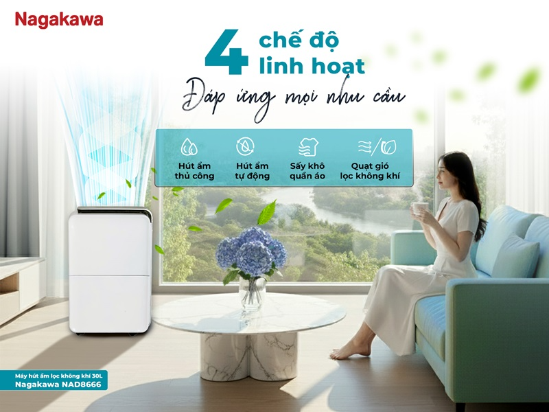 Máy hút ẩm lọc không khí 30 lít Nagakawa NAD8666 - hình 8