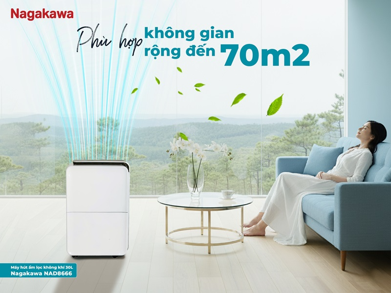 Máy hút ẩm lọc không khí 30 lít Nagakawa NAD8666 - hình 2