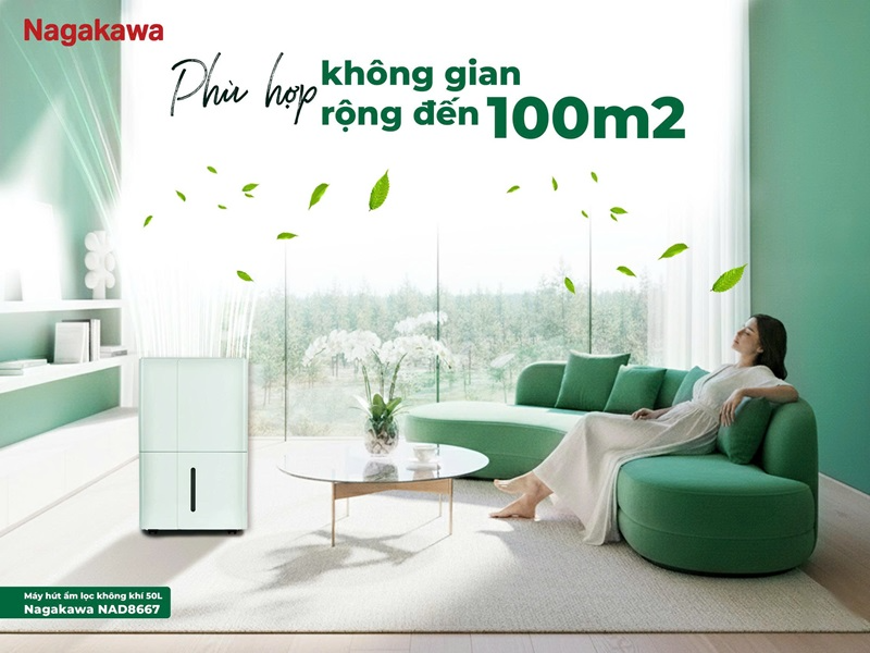 Máy hút ẩm lọc không khí 50 lít Nagakawa NAD8667 - hình 2