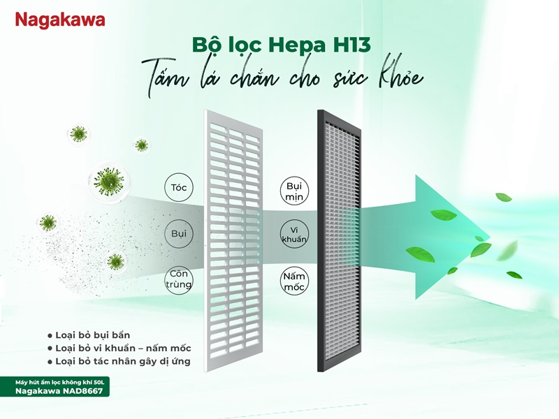 Máy hút ẩm lọc không khí 50 lít Nagakawa NAD8667 - hình 5