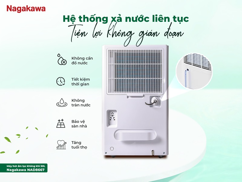 Máy hút ẩm lọc không khí 50 lít Nagakawa NAD8667 - hình 6