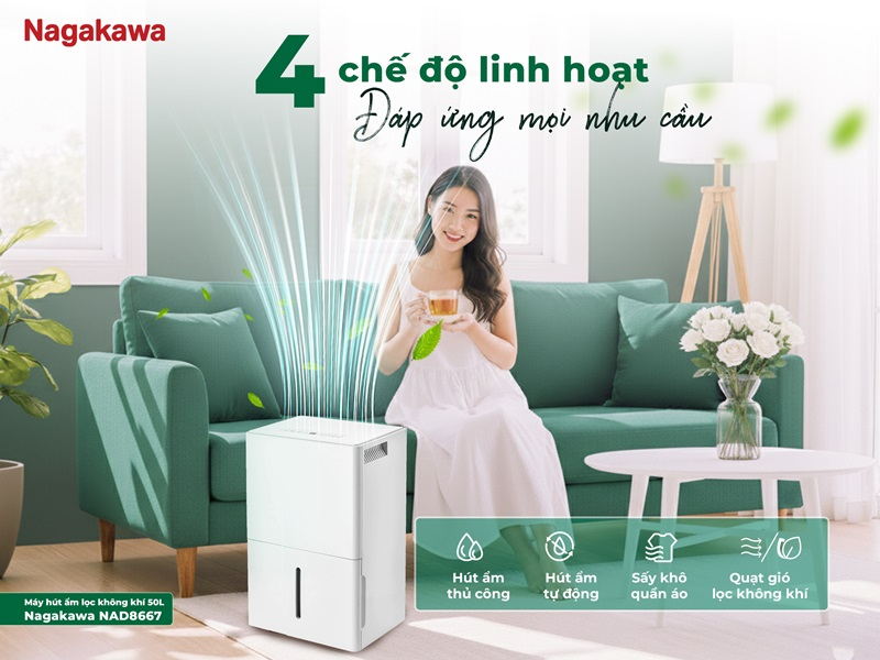 Máy hút ẩm lọc không khí 50 lít Nagakawa NAD8667 - hình 9