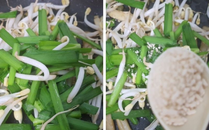 Làm nấm đùi gà xào giá hẹ